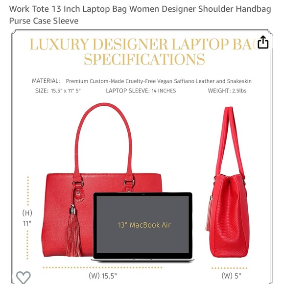 MY BEST FRIEND IS A BAG Designer Laptop Work Carry On Bag Tote 13 inch Laptop - Picture 15 of 16